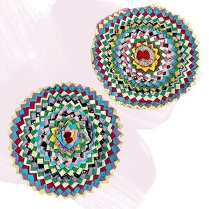 Vintage Handmade Multicolored Arts & Crafts Cottagecore Throw Pillow Covers